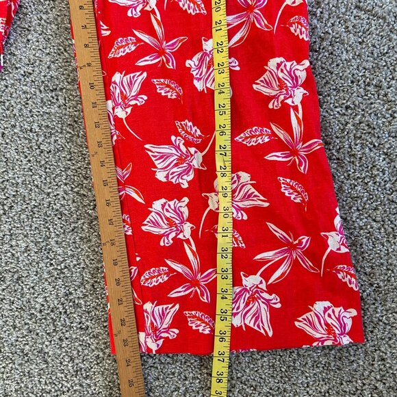 Maison D' Amelie Womens Sz M BeadedFloral Linen Blend Cropped Wide Leg Pant - Picture 6 of 11